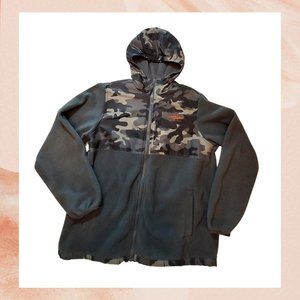 Dark Gray Camo Fleece Full Zip Jacket Hoodie